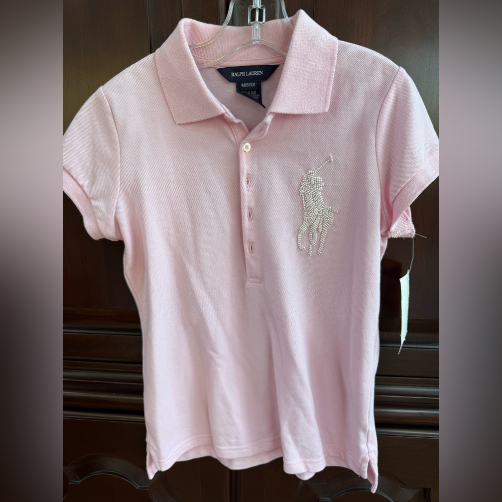 Ralph Lauren NWT short sleeve polo shirt 
Size M(8-10) beaded polo emblem